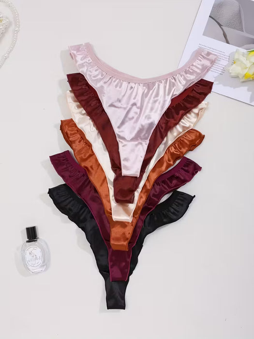 Conjunto de 6 tangas de satén para mujer con un tacto suave