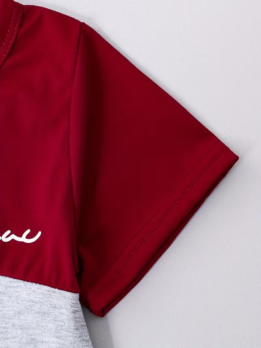 Conjunto de camiseta de manga corta y con shorts, para niño con estampado de letras