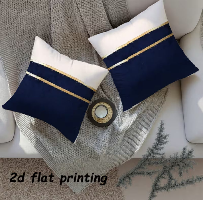 2 piezas 2D Plano, Funda de Cojín Decorativa Cuadrada de Felpa de Terciopelo Azul
