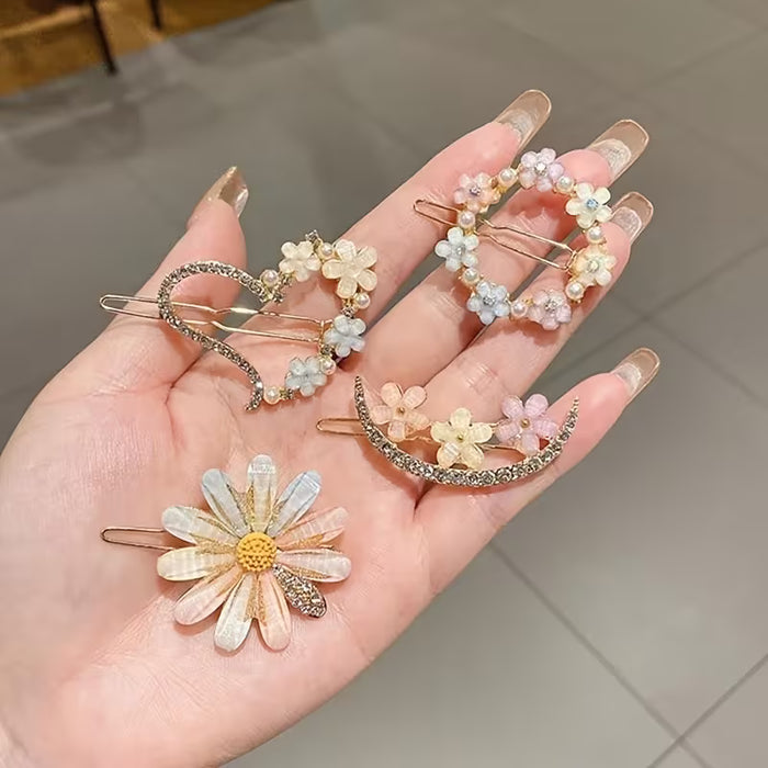 4 Piezas de Clips de Pelo de Flor de Aleación