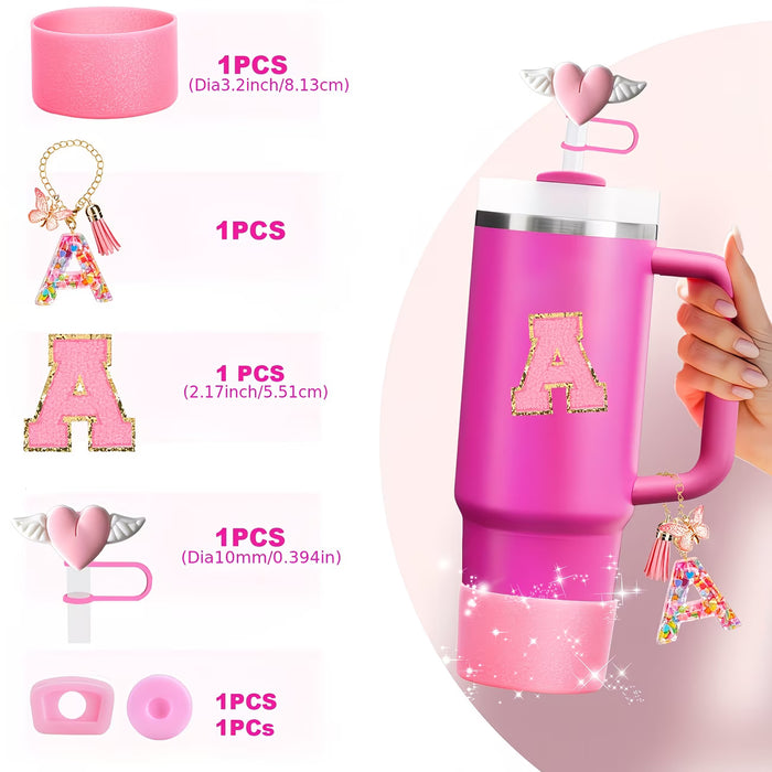 Set de 6 adornos para vasos de 30Oz y 40Oz con iniciales de letras