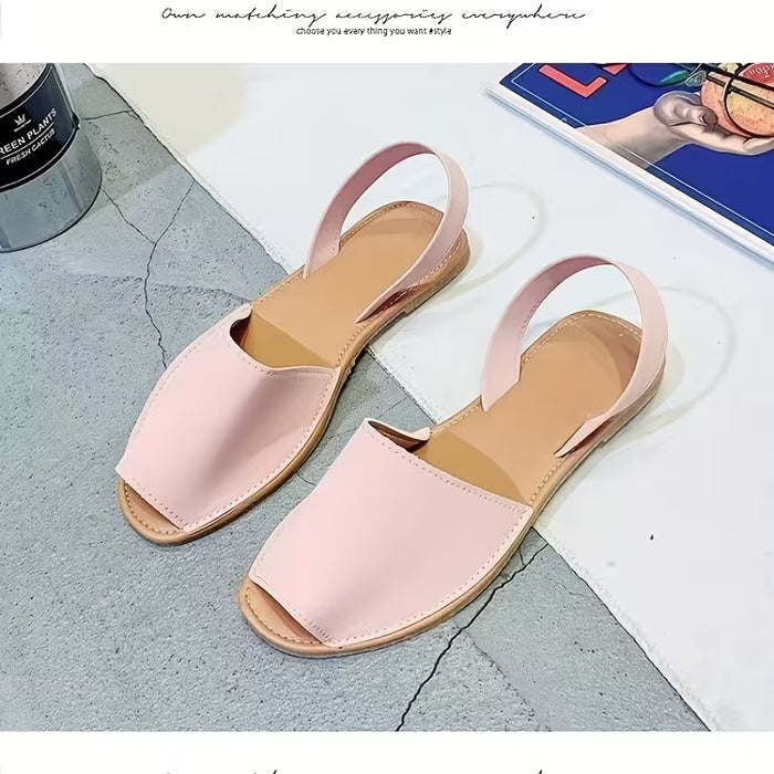 Sandalias de Verano de Talla Grande para Mujer, Color Sólido, Boca de Pez