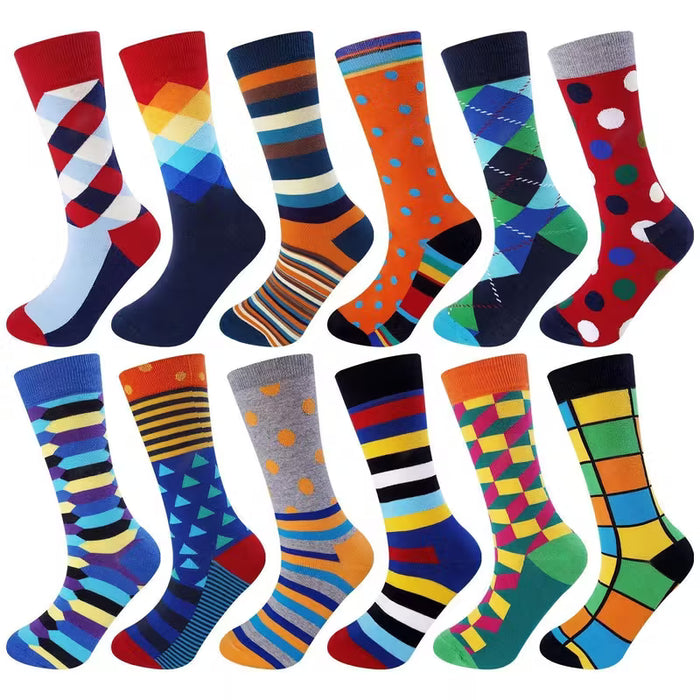 Pack de 12 Pares de Calcetines de Vestir para Hombre, Calcetines de Tobillo, Divertidos, Locos