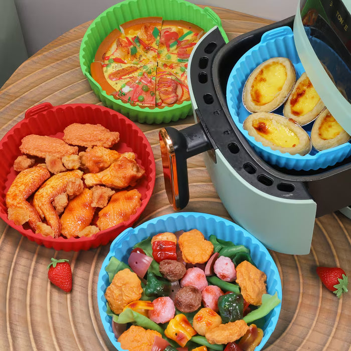 Bandolera redonda de silicona con tapa - Ideal para asar alas de pollo, verduras y más