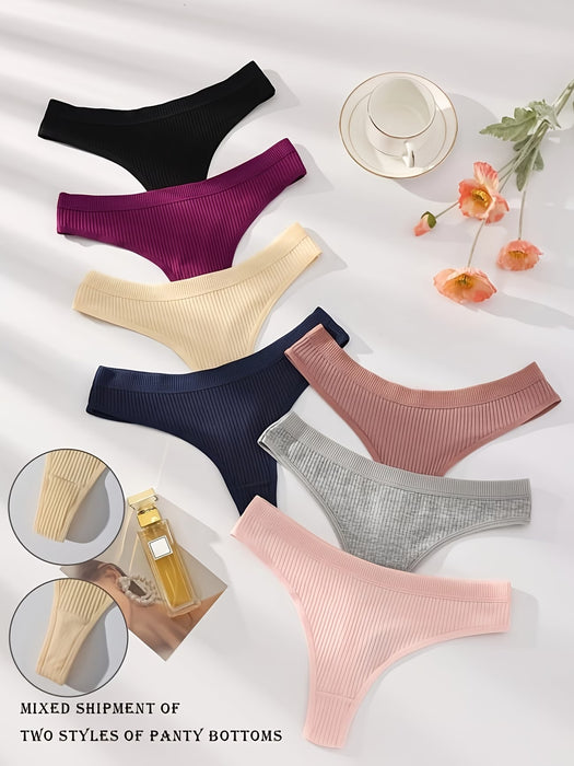 7 Piezas de Tanga de Mujer de Otoño-Invierno, Cintura Baja, y Picante colores aleatorios