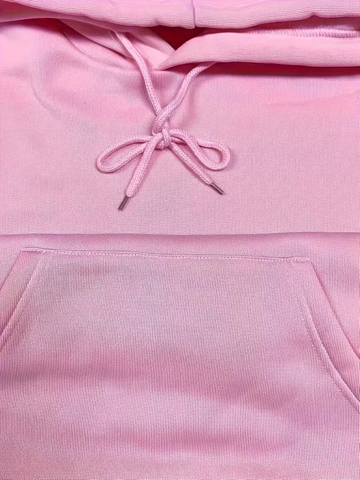 2Pcs Sudaderas con Capucha de Color Sólido para Mujer