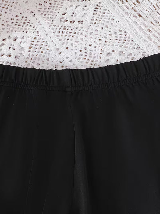 Conjunto de pantalones largos para niña dulce, transpirables, con detalle de lazo negro