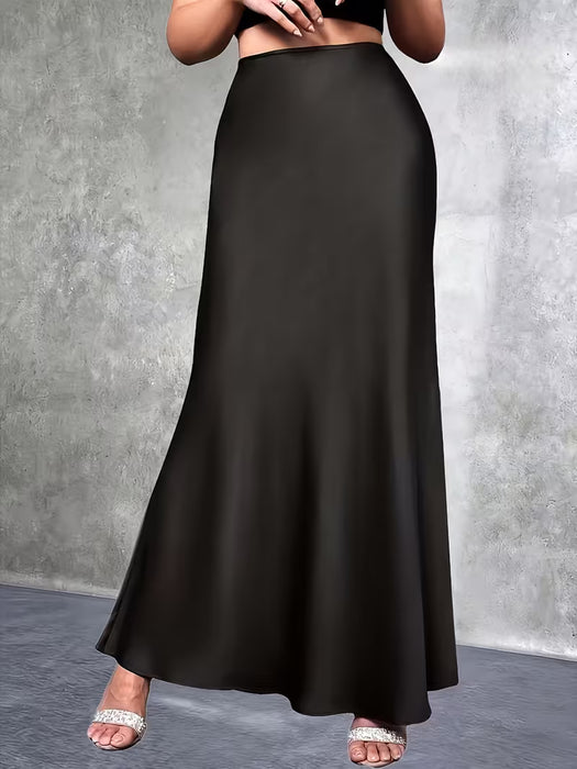 Falda Maxi Elegante con Abertura para Mujer - Textura Satén