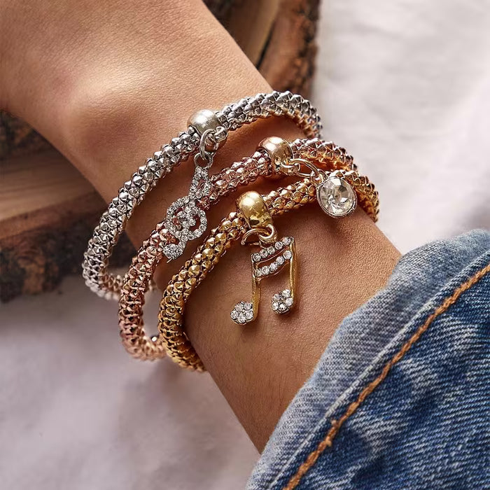 Conjunto de 3 Pulseras Elásticas con Forma de Maíz de Moda Europea