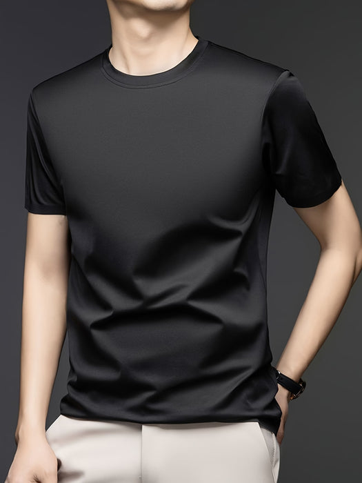 Camiseta Sólida de Manga Corta, Versátil para hombre, Informal Deportiva