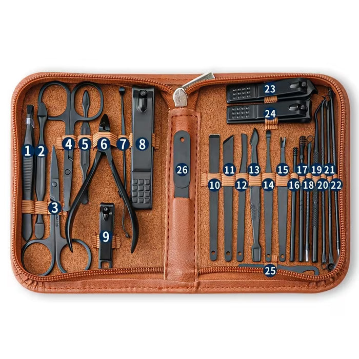 Juego profesional de manicura y pedicura de 26 piezas con estuche para guardarlo