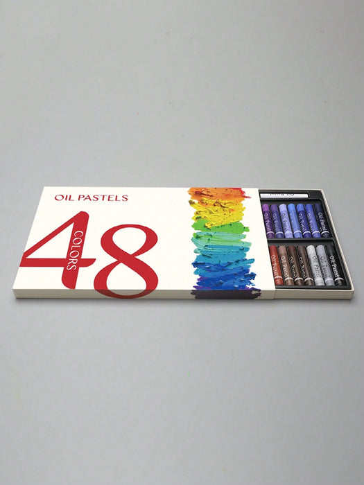 48 colores de pastel de aceite pesado en paletas de colores clásicos, incluye 3 palos blancos, ideal para entusiastas de arte profesionales. - Quierox - Tienda Online