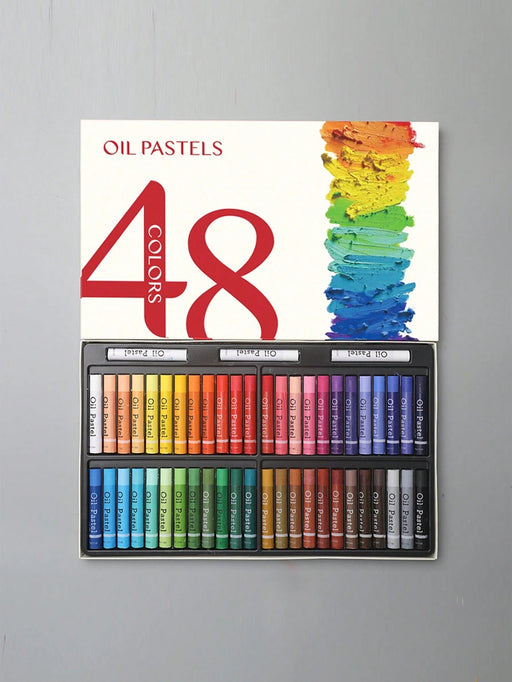 48 colores de pastel de aceite pesado en paletas de colores clásicos, incluye 3 palos blancos, ideal para entusiastas de arte profesionales. - Quierox - Tienda Online