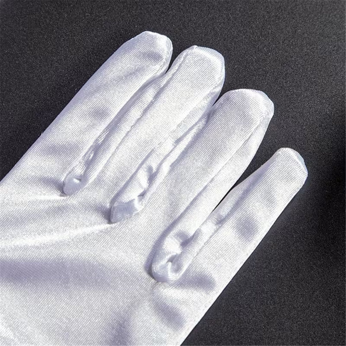Guantes Elegantes con Lazo Blanco - Guantes de Fiesta Deslumbrantes Adornados con Diseños Florales