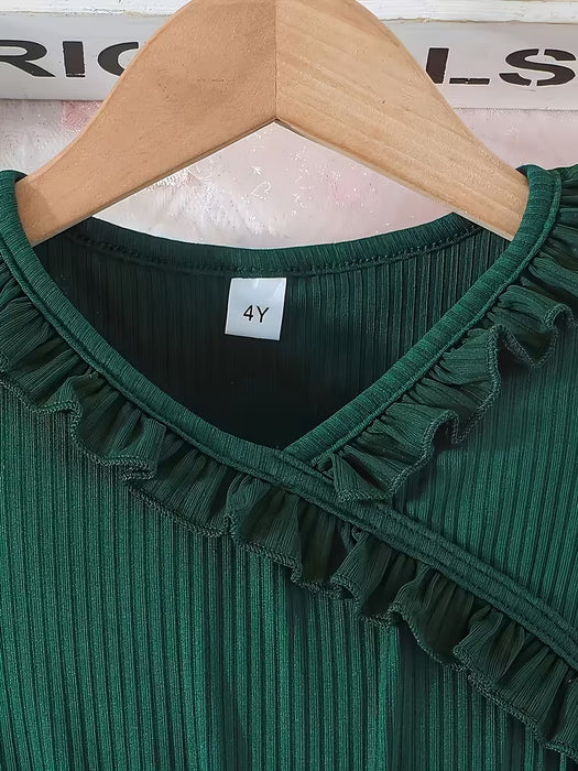 Vestido para niñas, estilo vintage elegante, con lentejuelas estrelladas, malla, volantes y dobladillo