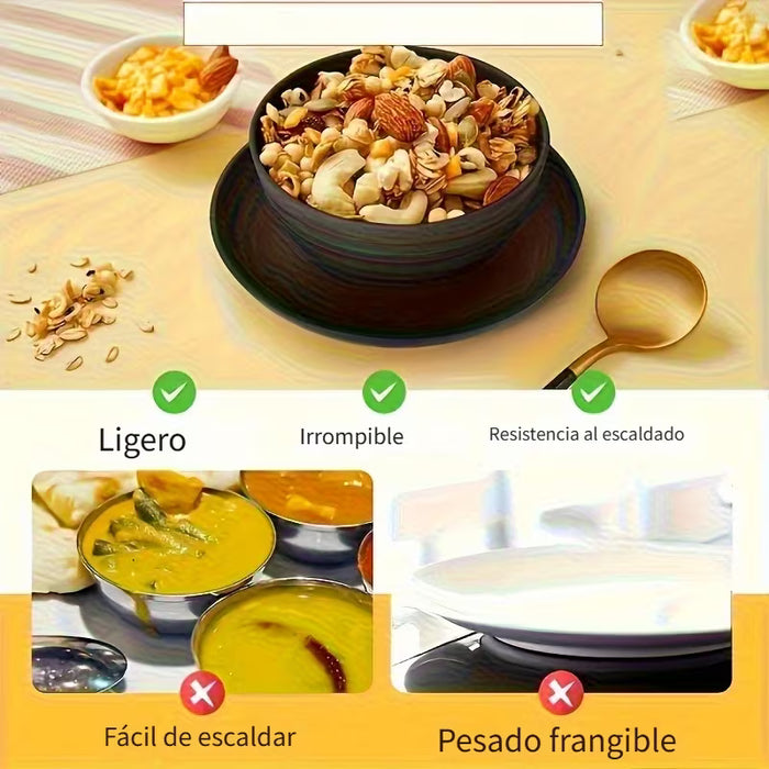 Juego de Vajilla de Plástico de 16 Pcs, Ideal para Uso en Hogares y Restaurantes