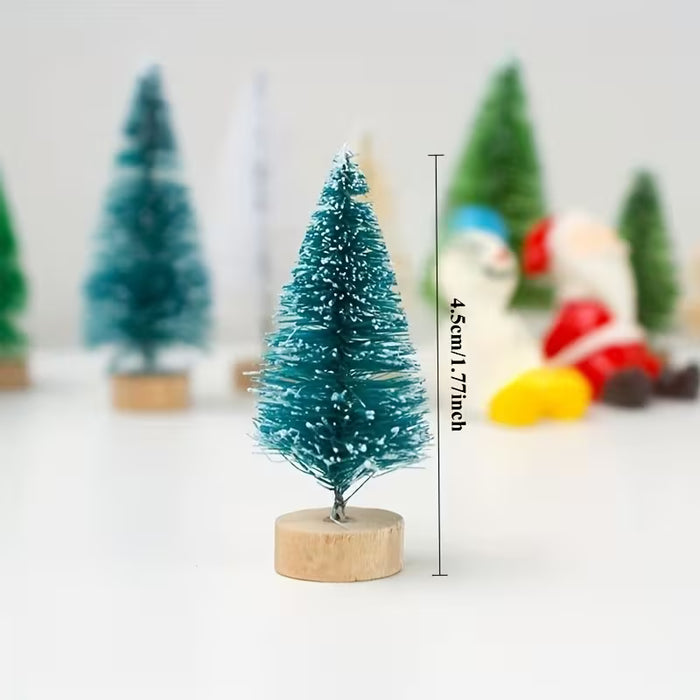 Juego de 6 Árboles Navideños Artificiales en Miniatura con Base