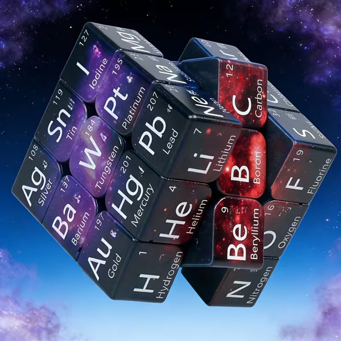Rompecabezas Cúbico 3x3 de Elementos Químicos del Cielo Estrellado, Dificultad Intermedia