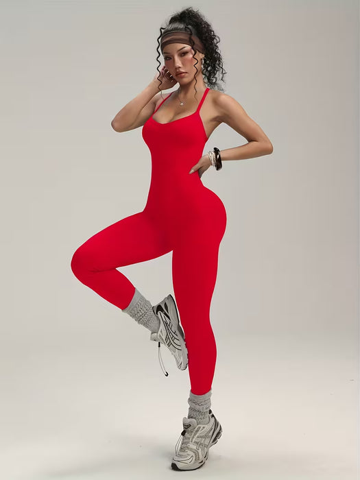 SHEIN monos de yoga con espalda de belleza en forma de cruz