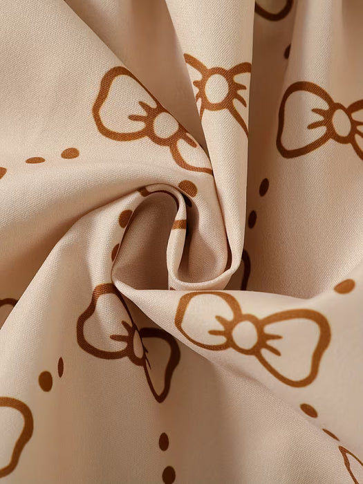 Chaleco sin Mangas con Estampado de Lazo y Falda Plisada para Niñas