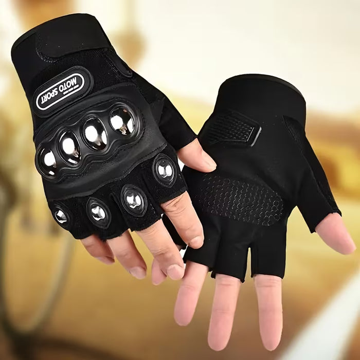 Un par de guantes de motociclismo deportivos de acero negro para nudillos al aire libre