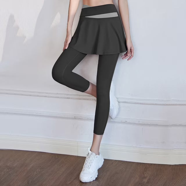 Leggings de mujer con Falda plisada Capris Leggings Entrenamiento atlético