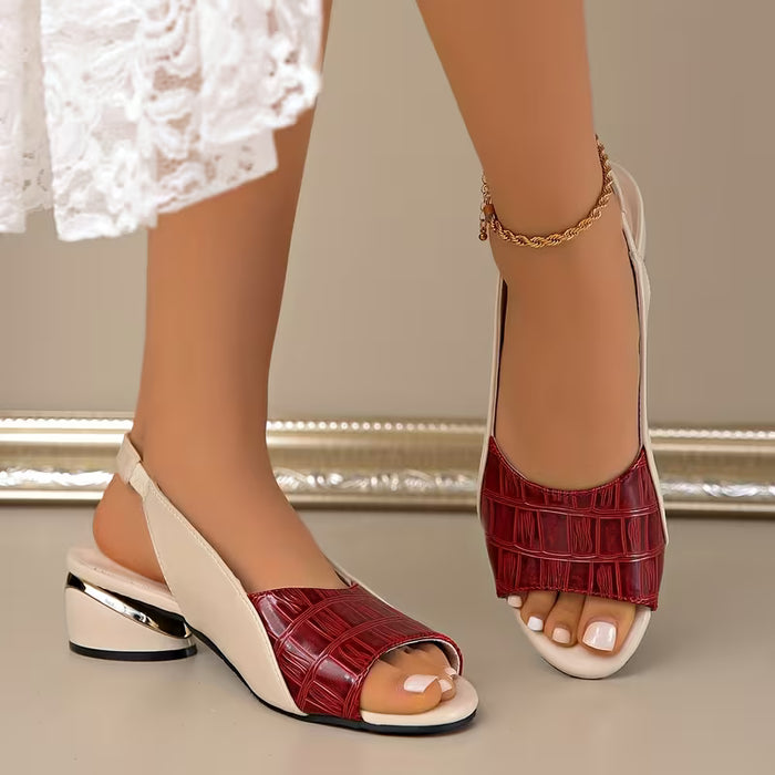 Elegantes Zapatillas de Tacón Medio con Boca de Pez para Mujer