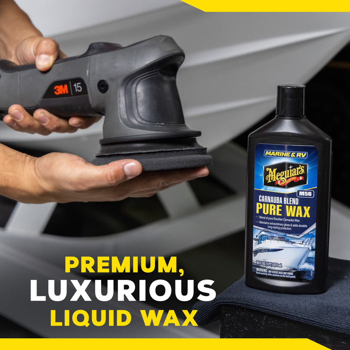 Cera pura Meguiar's M56 para uso marino/RV, mezcla de carnauba, M5616, 16 oz, líquida