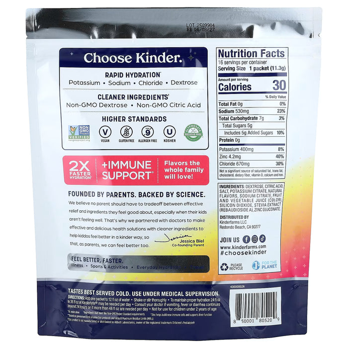 KinderFarms, KinderLyte®, Mezcla para bebida electrolítica, Para niños y adultos