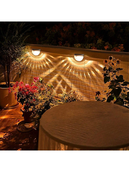 4 paquetes de luces solares para vallas, de pared, impermeables para exteriores