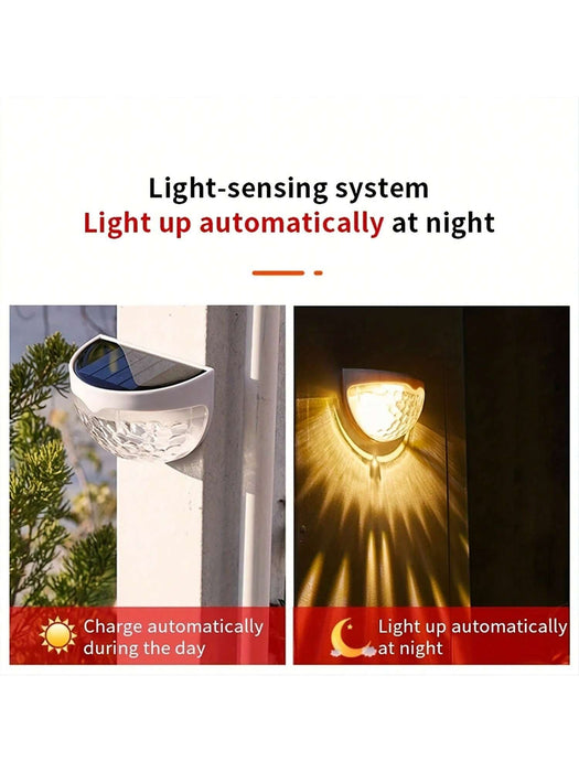 4 paquetes de luces solares para vallas, de pared, impermeables para exteriores