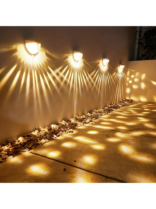 4 paquetes de luces solares para vallas, de pared, impermeables para exteriores