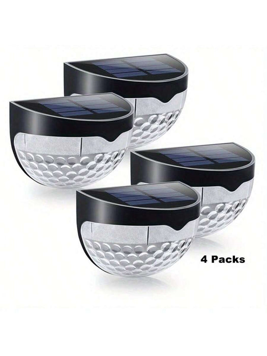 4 paquetes de luces solares para vallas, de pared, impermeables para exteriores
