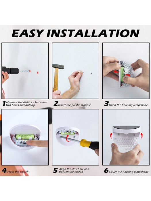 4 paquetes de luces solares para vallas, de pared, impermeables para exteriores