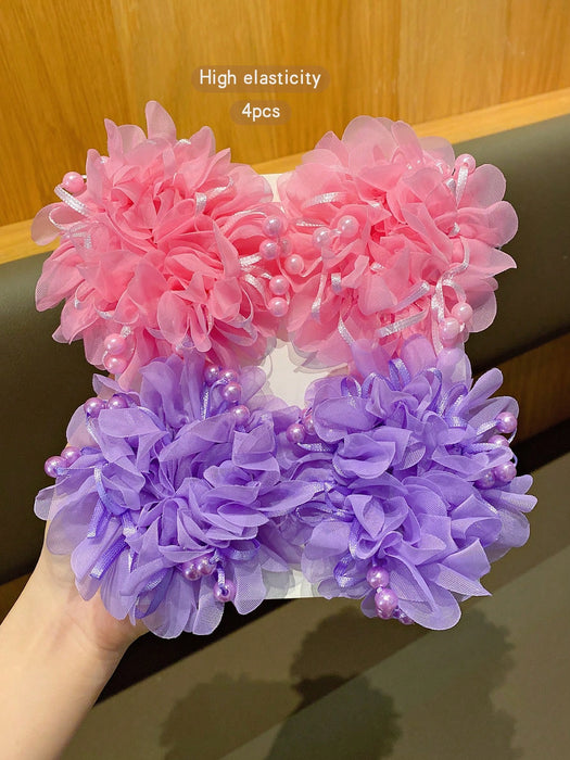 SHEIN 4 piezas de Scrunchies de pelo con flores lindas