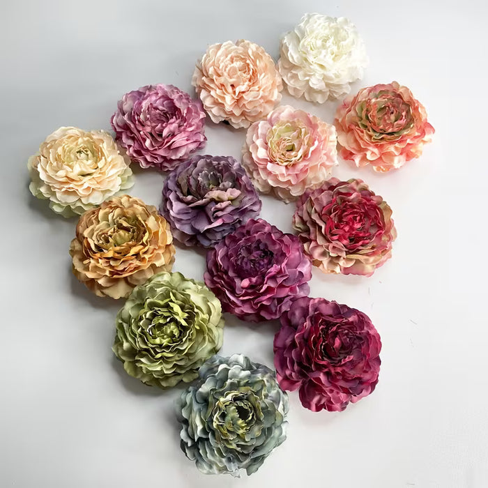 4 horquilla bohemio de color sólido con flor de tela sintética
