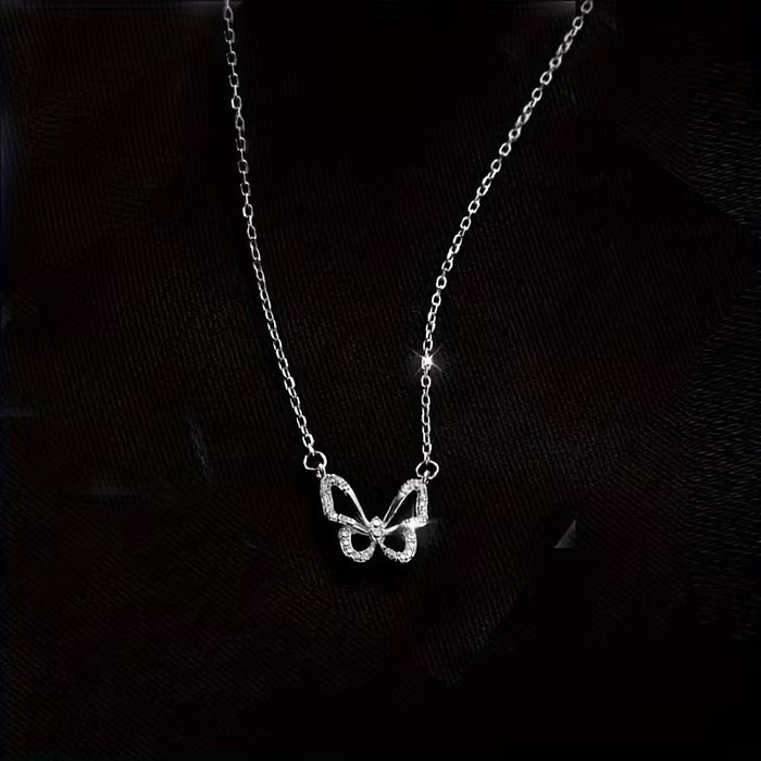 Collar de Mariposa Hueca para Mujer, Regalo de Lujo Ultra Brillante y Dulce