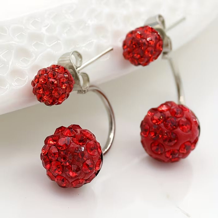 Pendientes Elegantes de Doble Bola Brillante