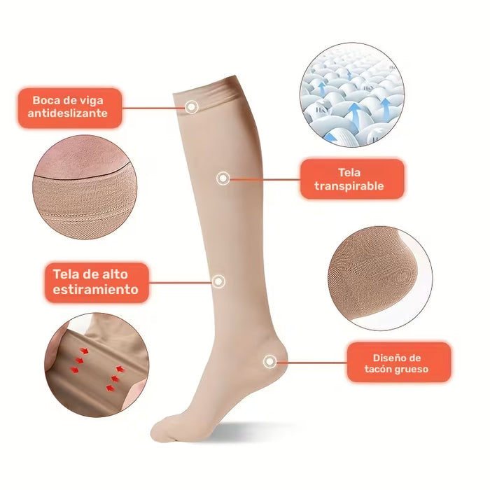 Medias de compresión hasta la rodilla de 15-21 mmHg | Puntera cerrada