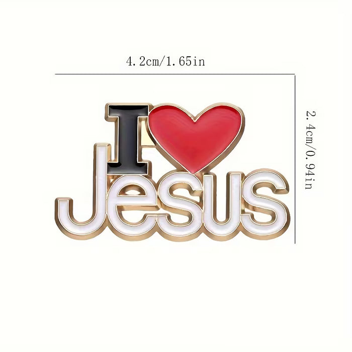 1 broche de aleación de estilo simple "I Love Jesus", piedra natural, chapado versátil