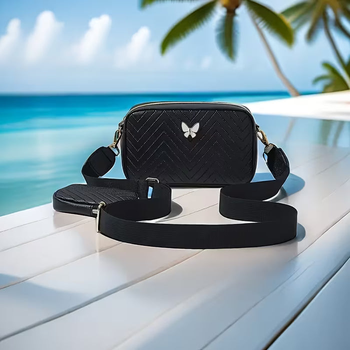 Bolso Multifuncional Bandolera Cuadrado, Con Relieve, De Hombro, Con Mini Cartera
