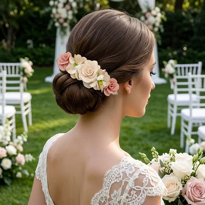 3 piezas de diseño de lazo de rosa marrón, diadema de flor 'S' suave y elástica