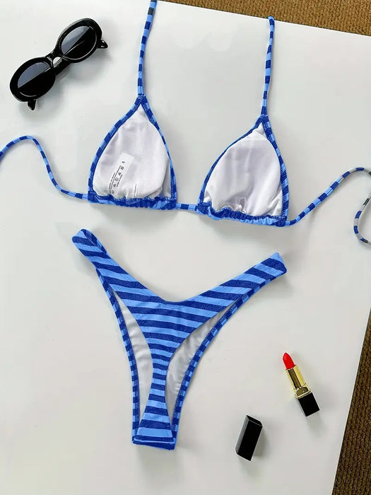 Bikini de Triángulo Mini para Mujer, Estampado a Rayas, para mujer