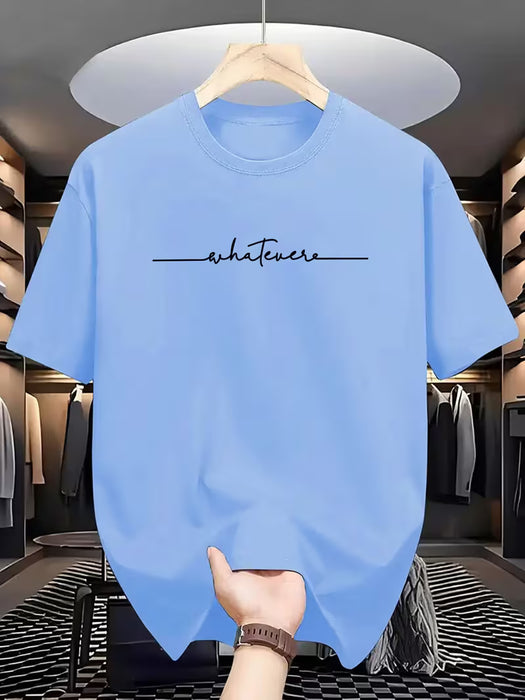 Camiseta casual de manga corta para hombre - Estampado gráfico de letras