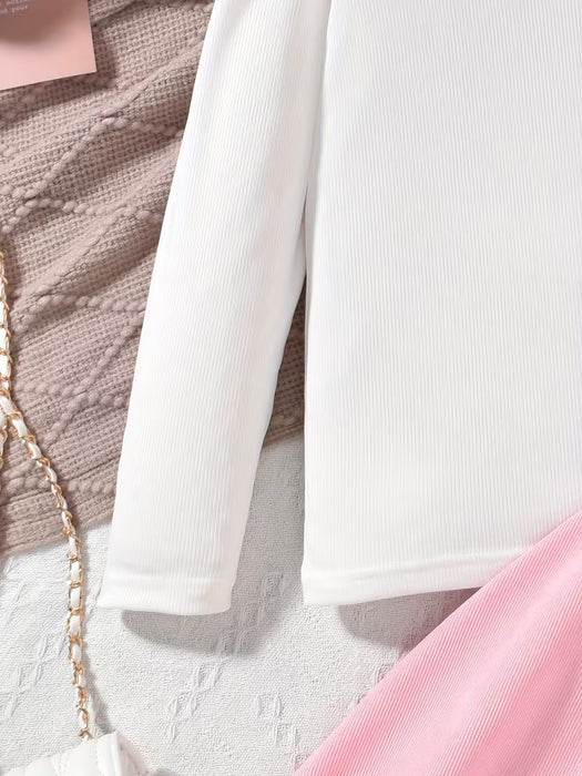 Conjunto de 2pcs para niñas, top de manga larga con tirantes ajustables