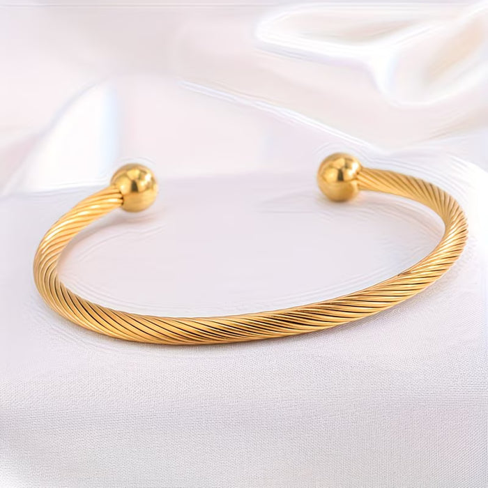 Shein Camhanno Pulsera abierta de acero inoxidable vintage
