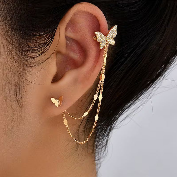 1 juego de pendientes de mariposa Nooxian,diseño minimalista con circonitas cúbicas