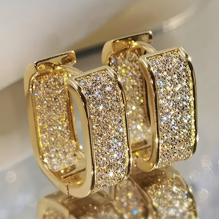 Pendientes Cuadrados Sintéticos con Diseño de Diamantes Incrustados