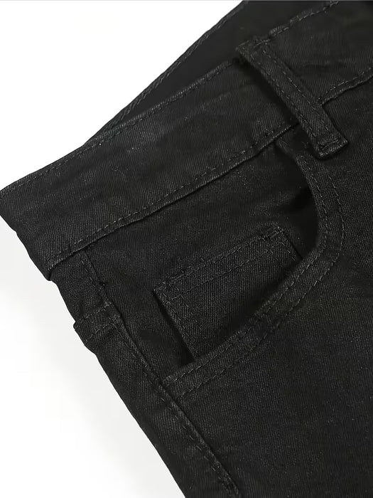Pantalones de mezclilla para hombre, estilo coreano slim, elásticos, rotos