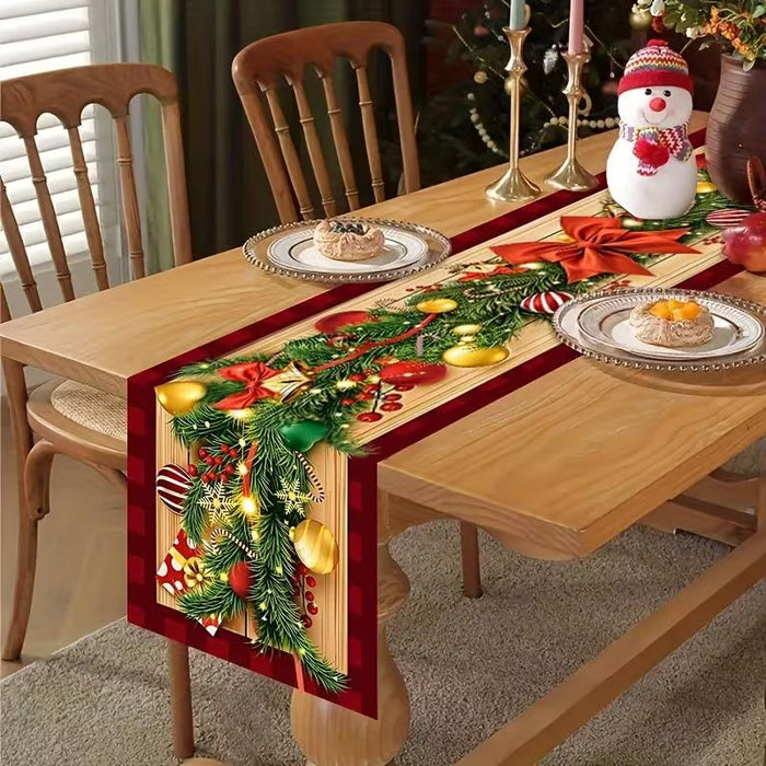 1pcs de caminito de mesa navideño con diseños festivos, decoración de mesas